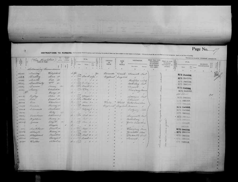 Digitized page of Passenger Lists for Image No.: e006070677