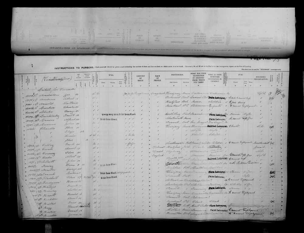 Digitized page of Passenger Lists for Image No.: e006070678