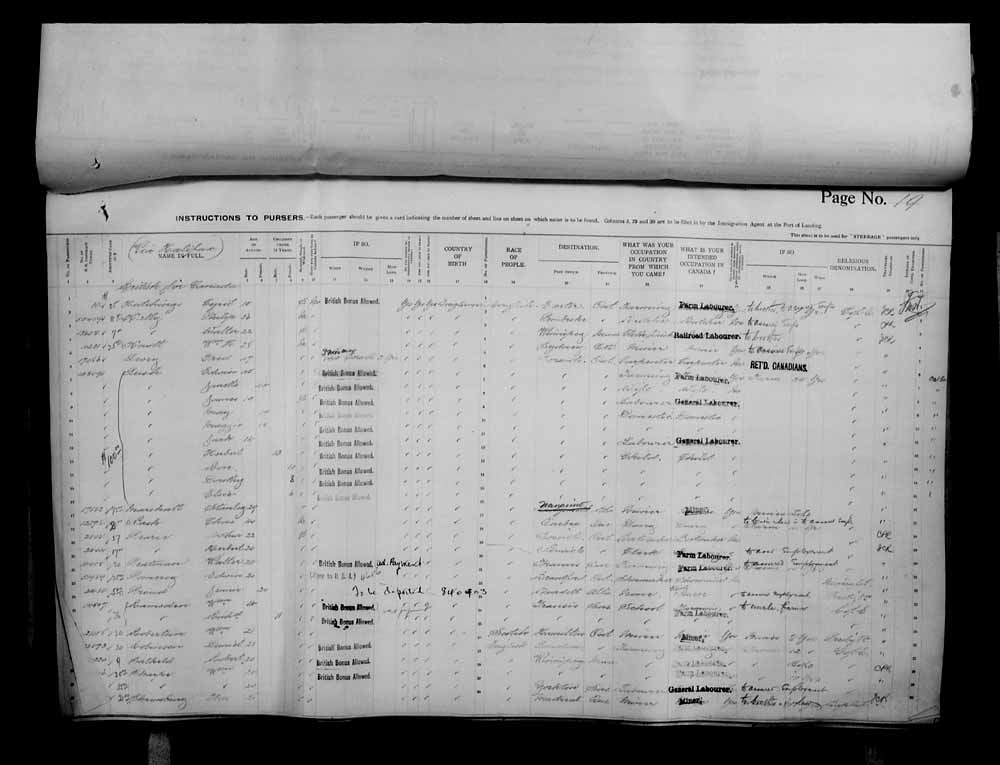 Digitized page of Passenger Lists for Image No.: e006070679