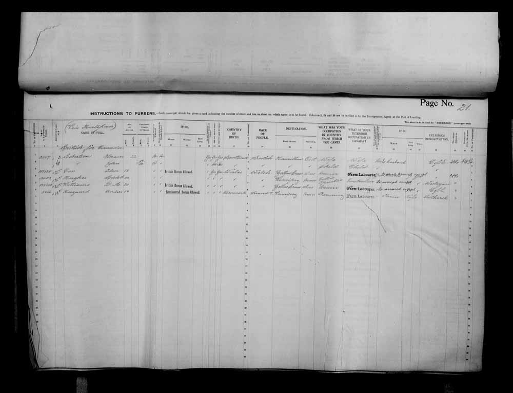 Digitized page of Passenger Lists for Image No.: e006070681