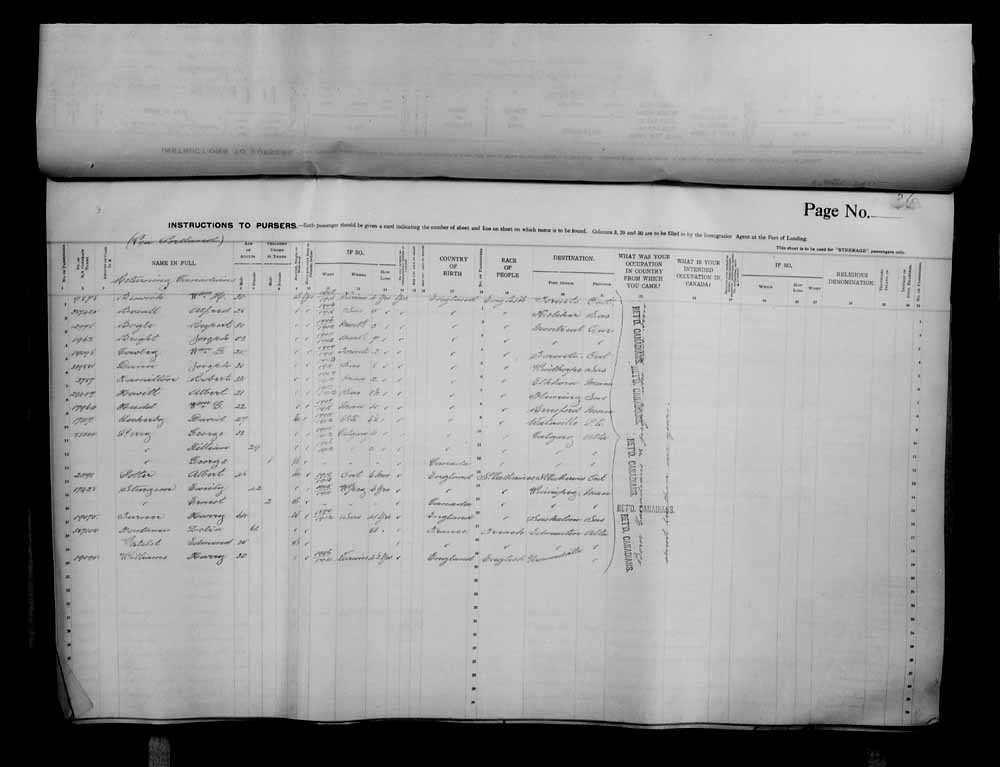 Digitized page of Passenger Lists for Image No.: e006070686