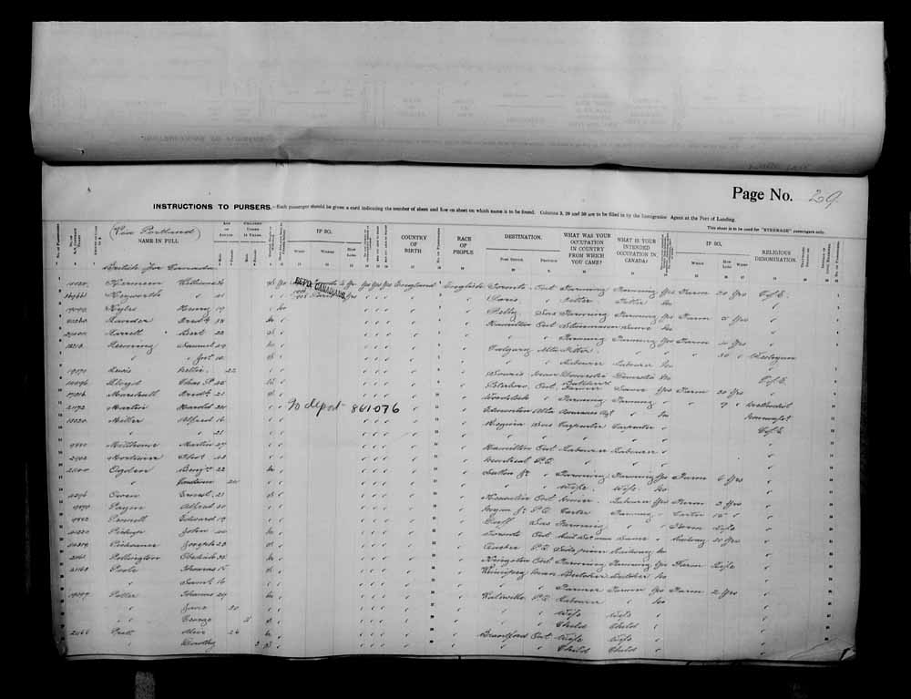 Digitized page of Passenger Lists for Image No.: e006070689