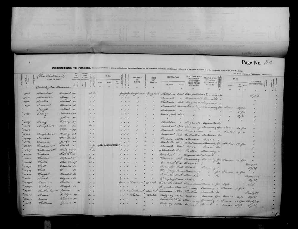 Digitized page of Passenger Lists for Image No.: e006070690