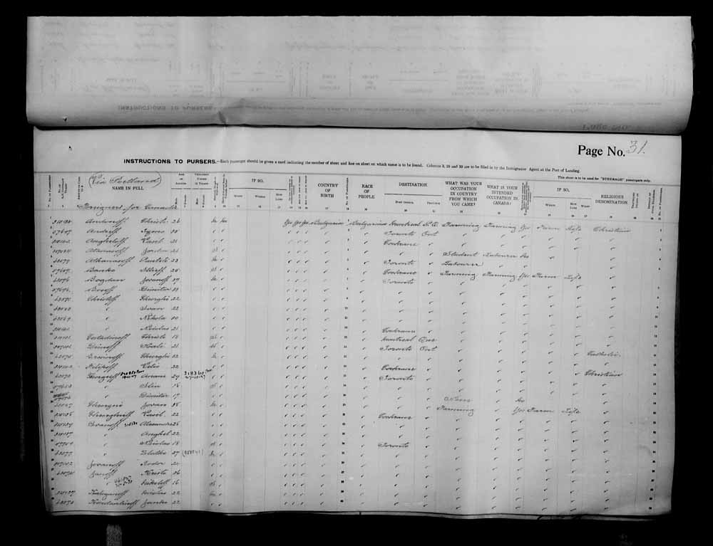 Digitized page of Passenger Lists for Image No.: e006070691