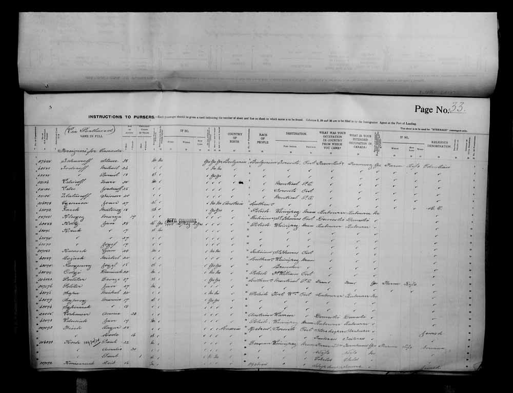 Digitized page of Passenger Lists for Image No.: e006070693