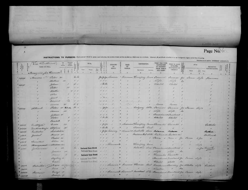 Digitized page of Passenger Lists for Image No.: e006070694