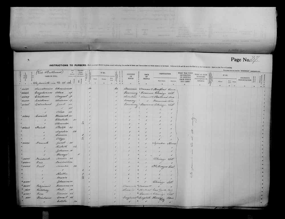 Digitized page of Passenger Lists for Image No.: e006070697