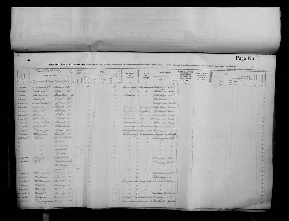 Digitized page of Passenger Lists for Image No.: e006070701