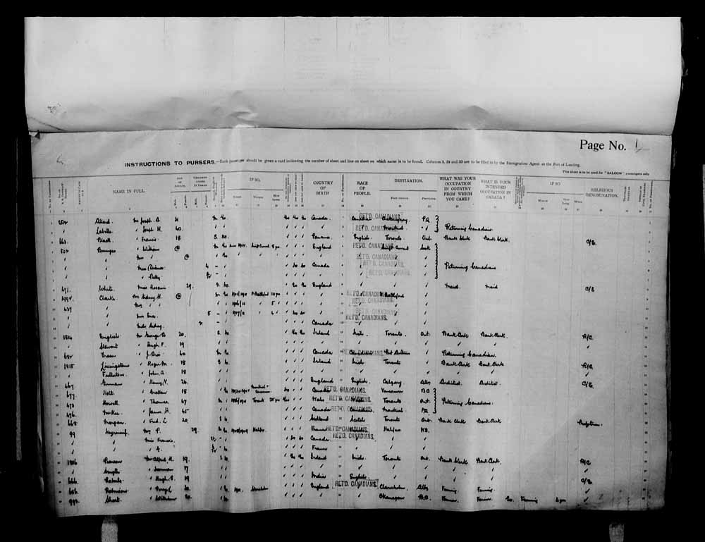Digitized page of Passenger Lists for Image No.: e006070703