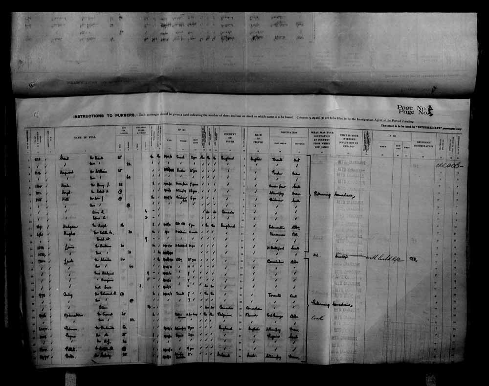 Digitized page of Passenger Lists for Image No.: e006070706