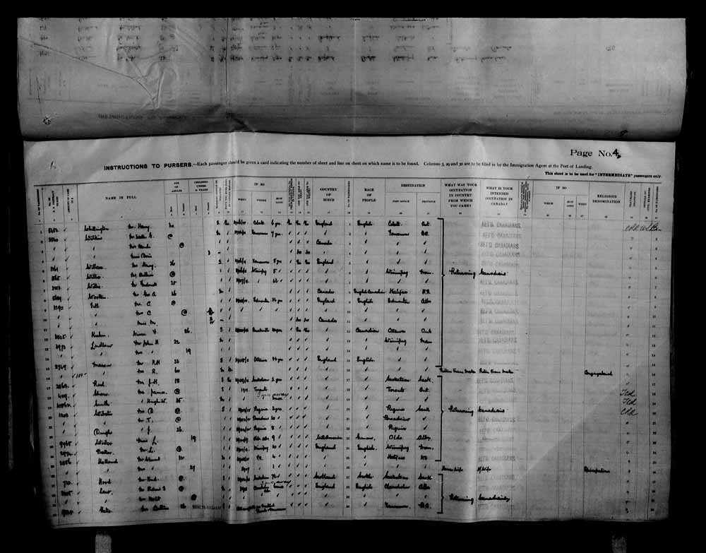 Digitized page of Passenger Lists for Image No.: e006070708