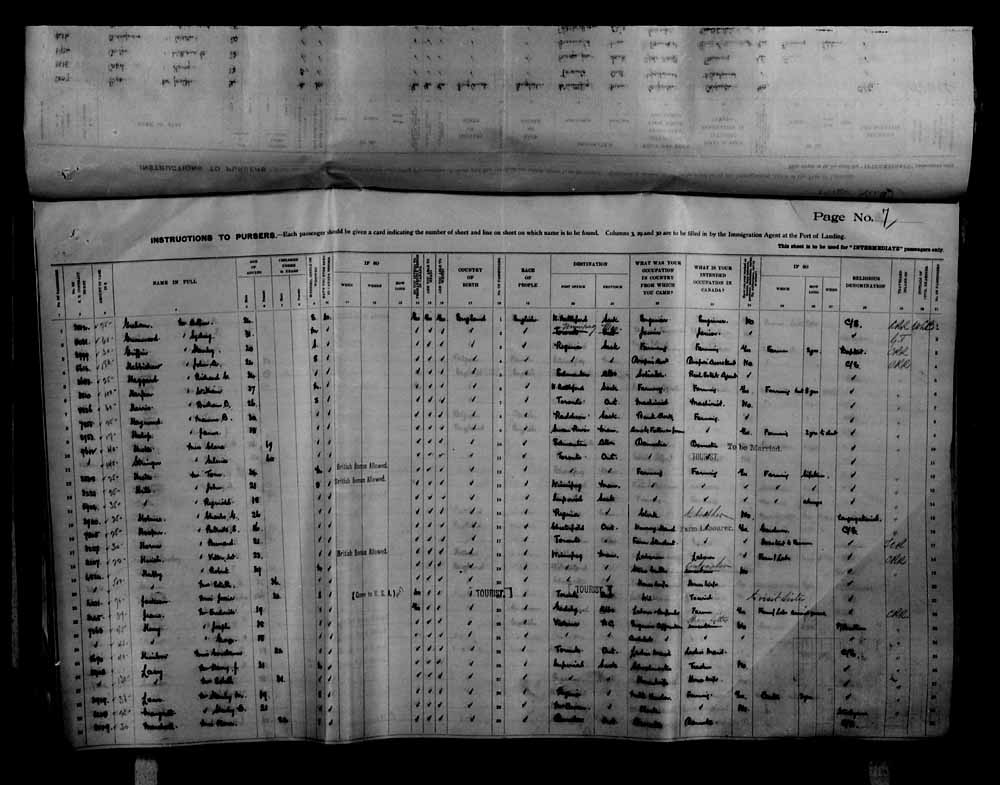Digitized page of Passenger Lists for Image No.: e006070711