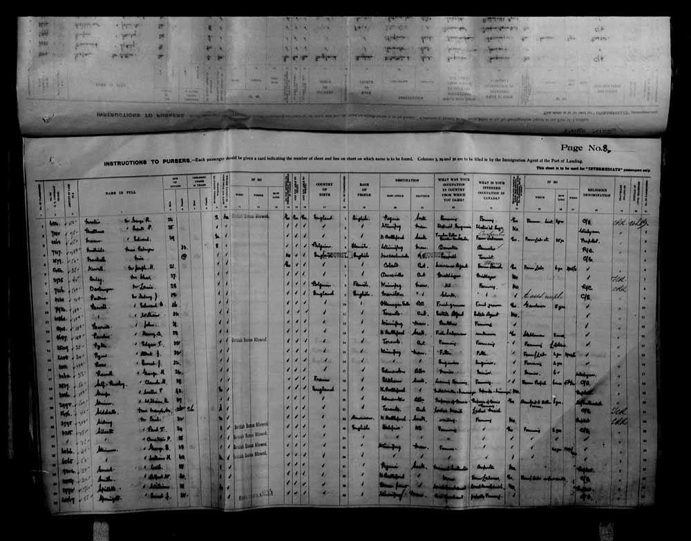 Digitized page of Passenger Lists for Image No.: e006070712