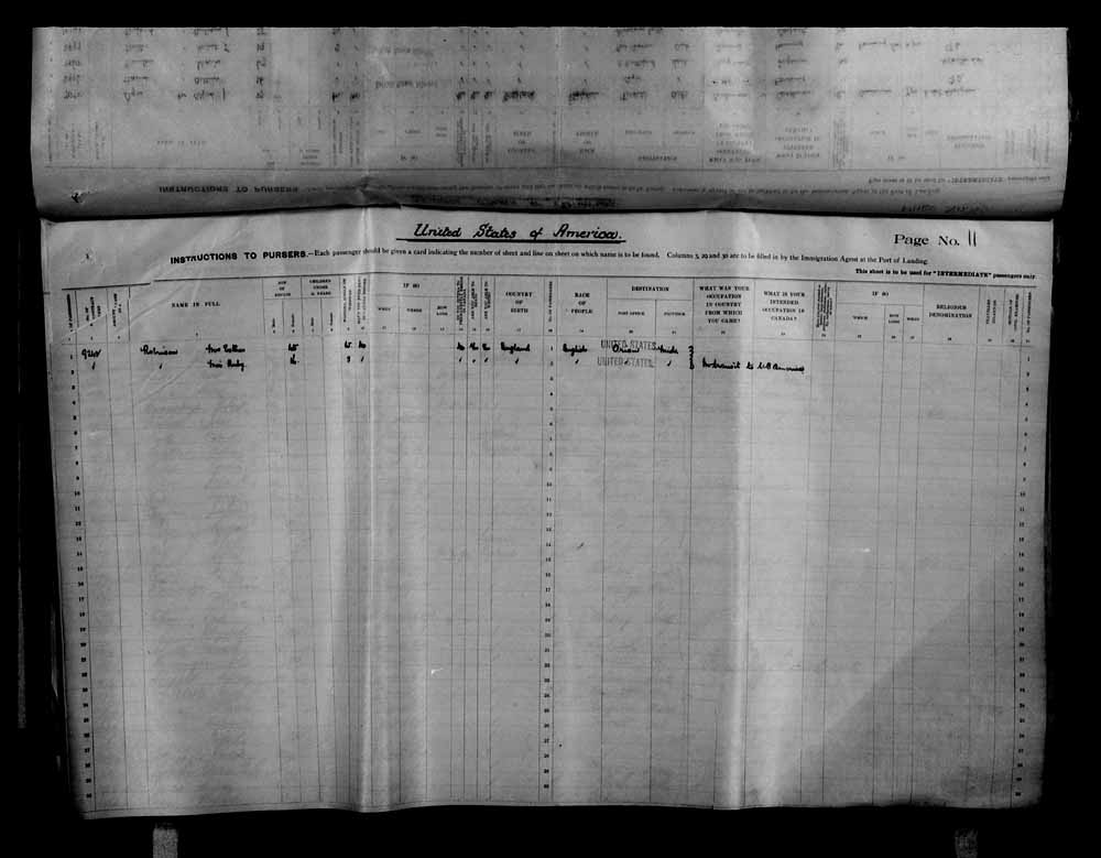 Digitized page of Passenger Lists for Image No.: e006070715