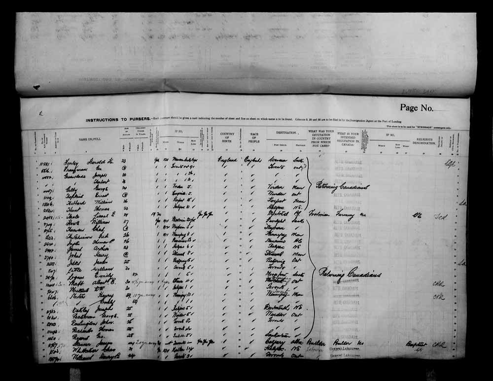 Digitized page of Passenger Lists for Image No.: e006070717