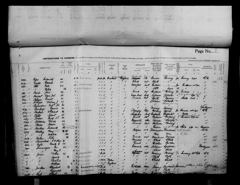 Digitized page of Passenger Lists for Image No.: e006070723