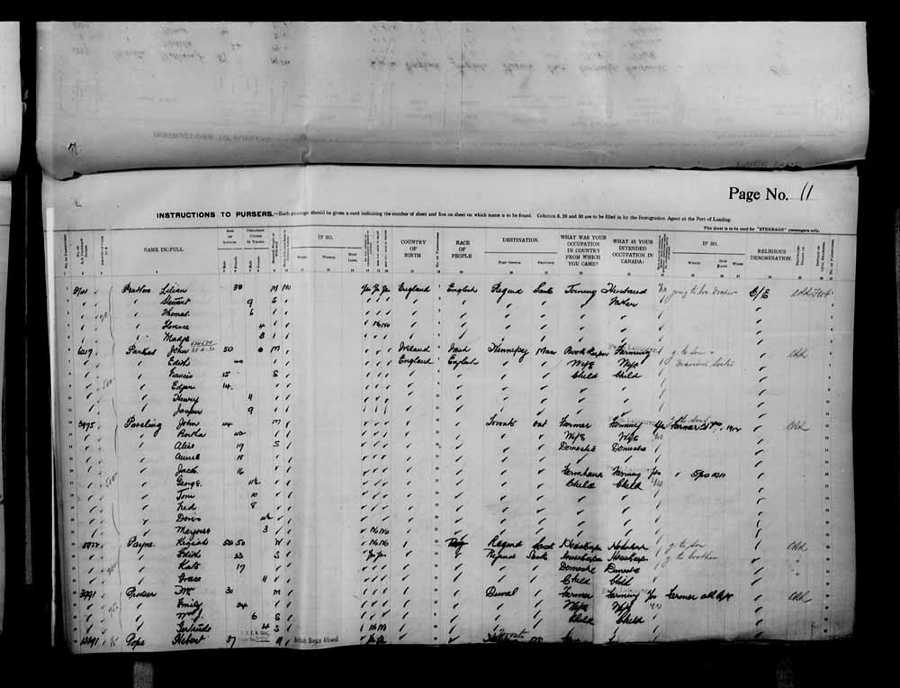Digitized page of Passenger Lists for Image No.: e006070726