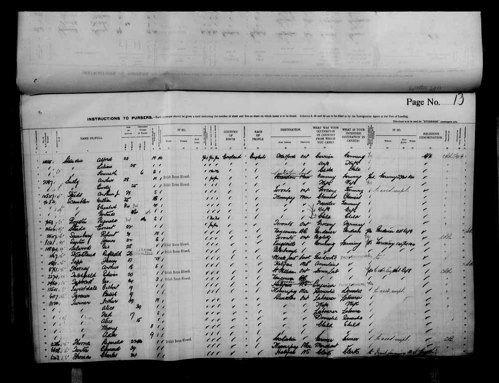 Digitized page of Passenger Lists for Image No.: e006070728