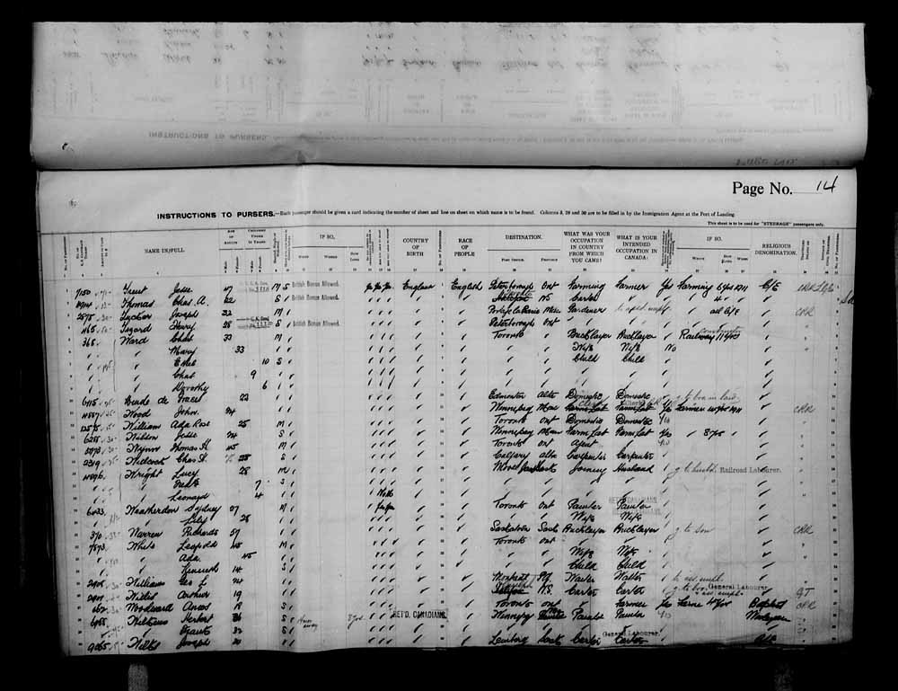 Digitized page of Passenger Lists for Image No.: e006070729