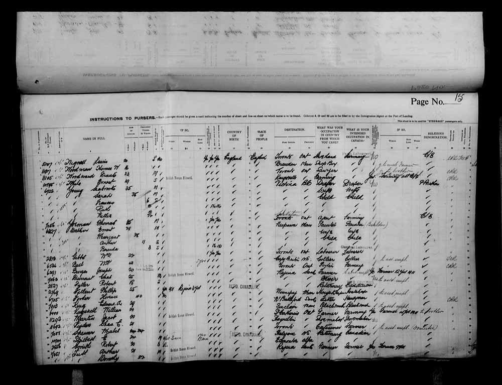 Digitized page of Passenger Lists for Image No.: e006070730