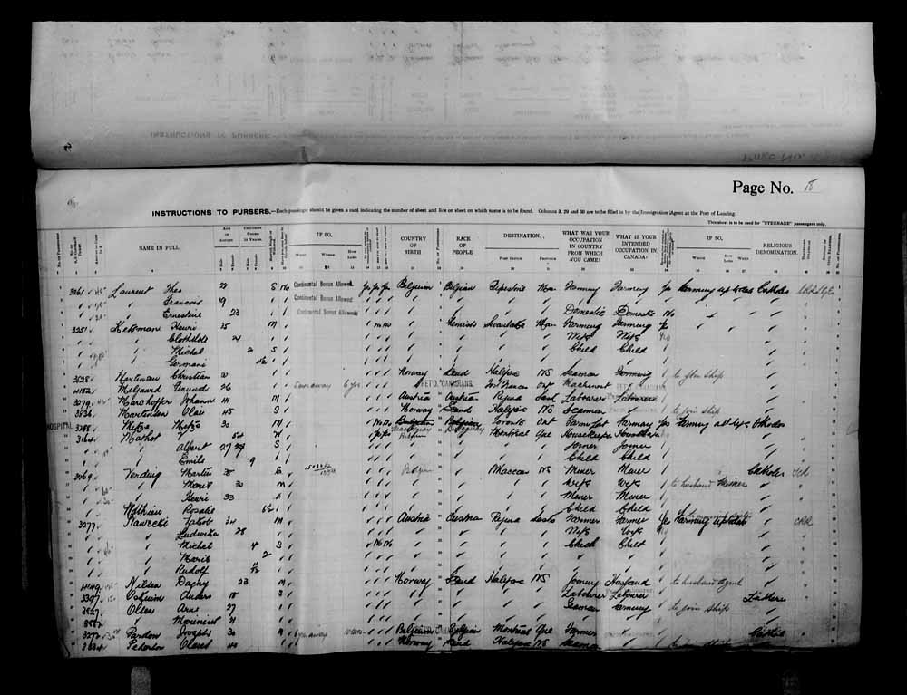 Digitized page of Passenger Lists for Image No.: e006070734