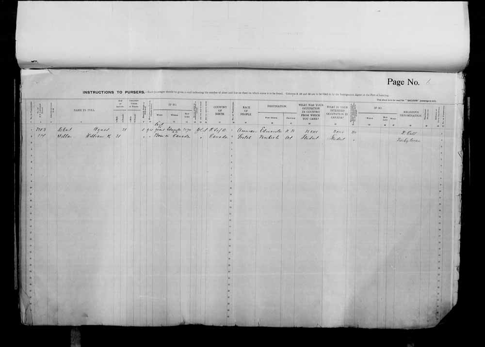 Digitized page of Passenger Lists for Image No.: e006070935