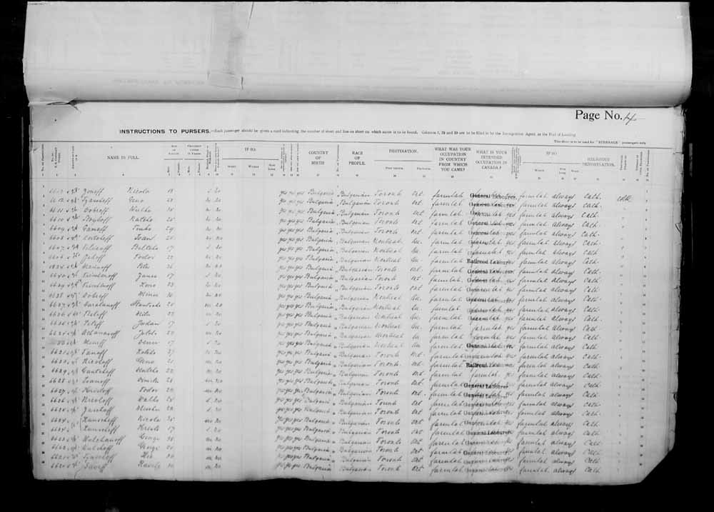 Digitized page of Passenger Lists for Image No.: e006070939