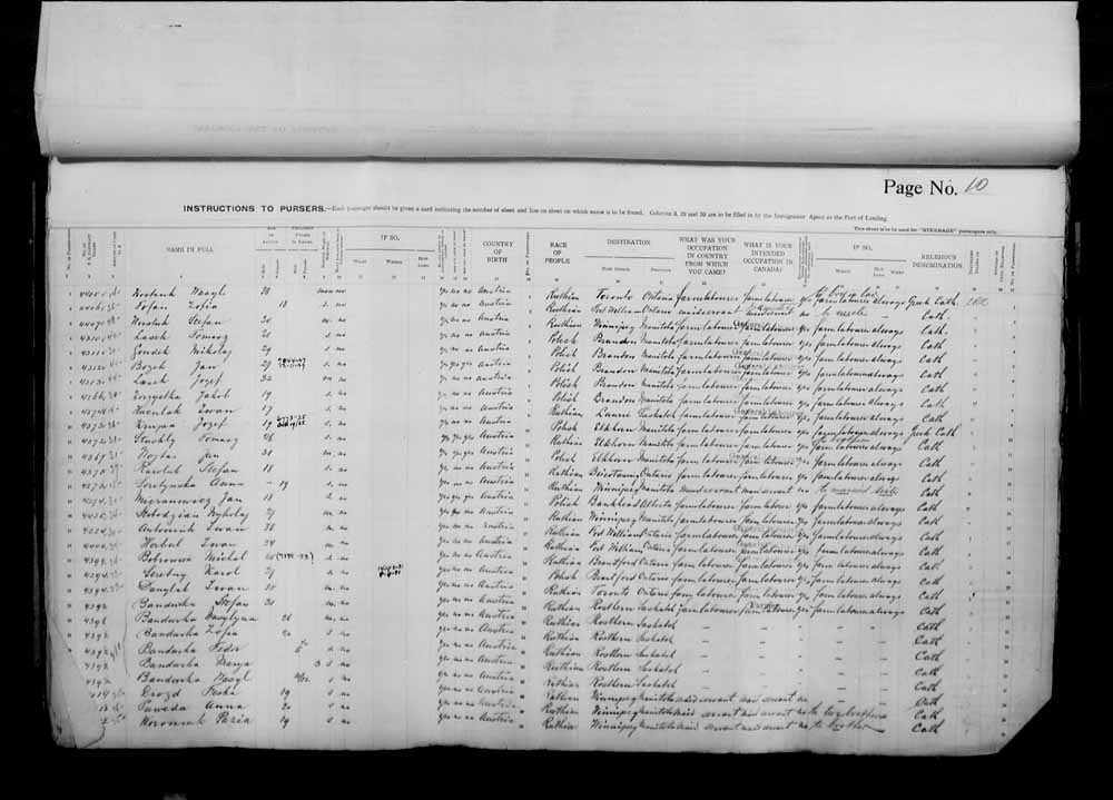 Digitized page of Passenger Lists for Image No.: e006070945