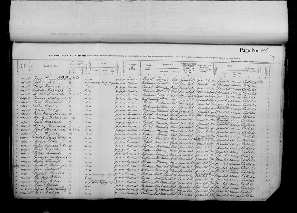 Digitized page of Passenger Lists for Image No.: e006070949