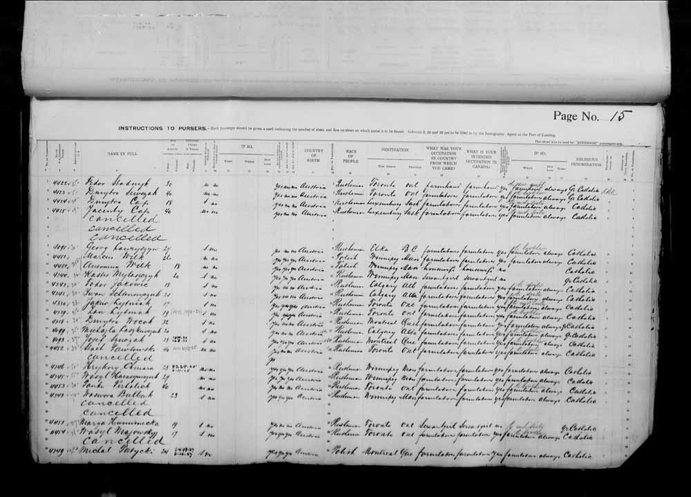 Digitized page of Passenger Lists for Image No.: e006070950
