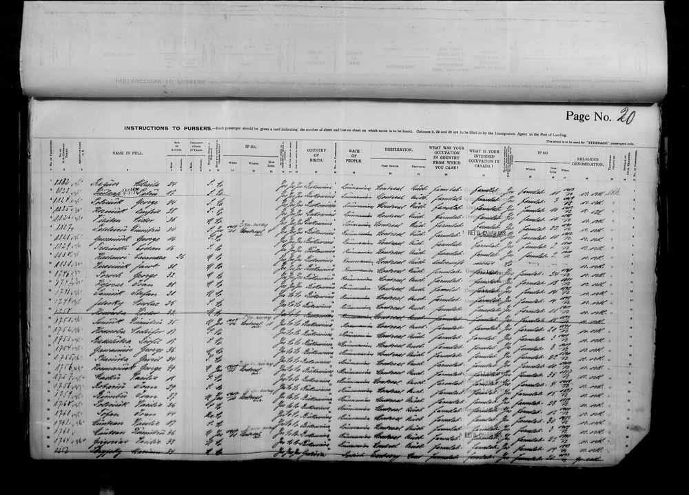Digitized page of Passenger Lists for Image No.: e006070955