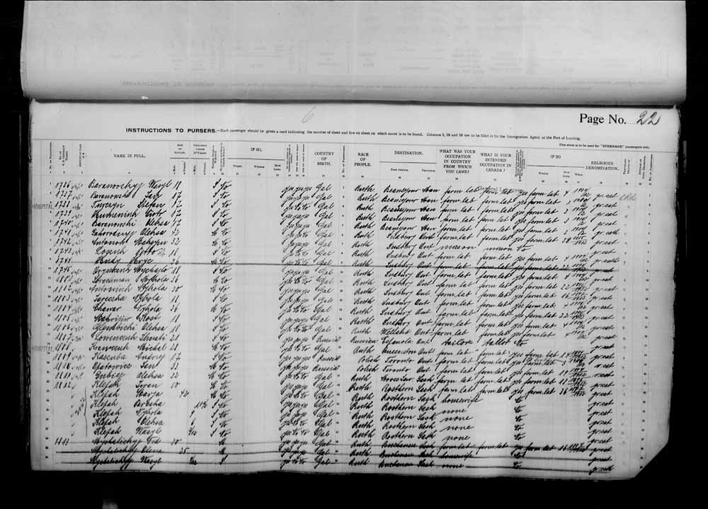 Digitized page of Passenger Lists for Image No.: e006070957