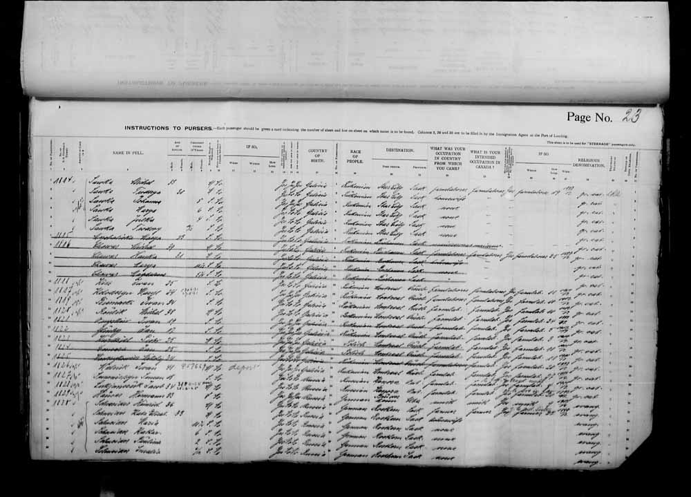Digitized page of Passenger Lists for Image No.: e006070958