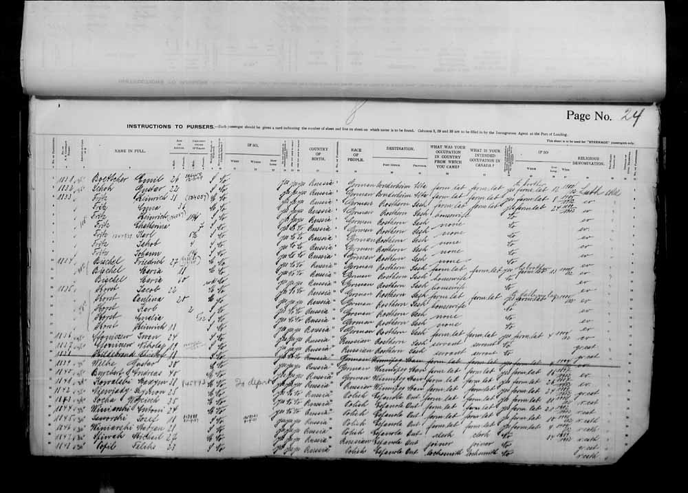 Digitized page of Passenger Lists for Image No.: e006070959