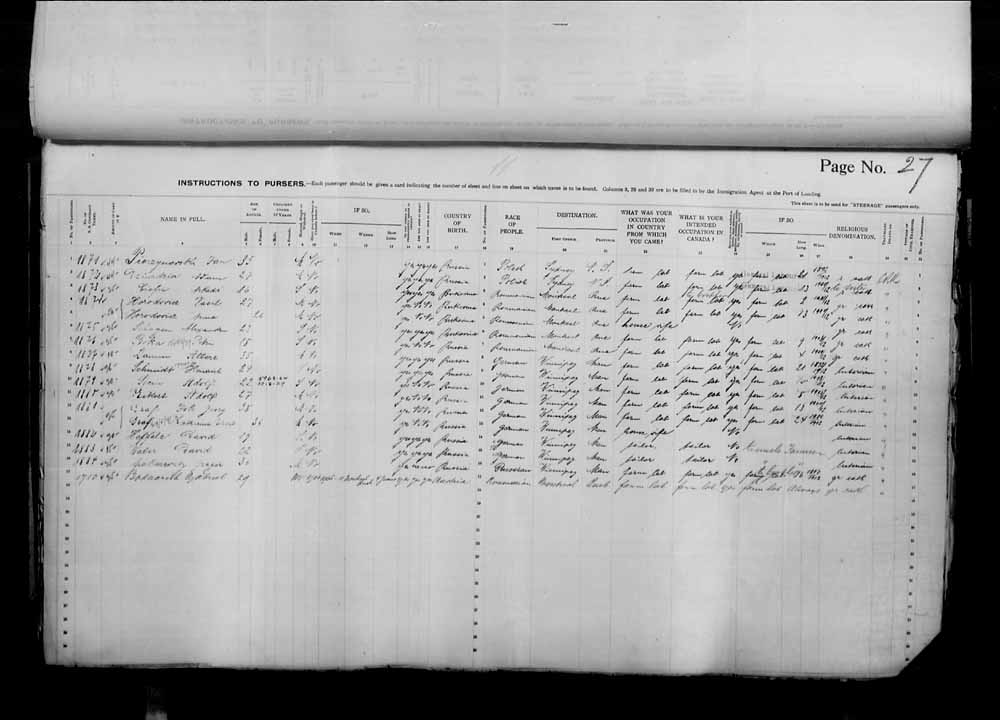 Digitized page of Passenger Lists for Image No.: e006070962