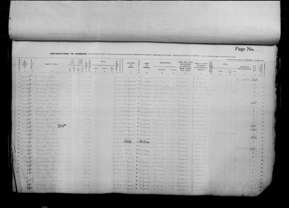 Digitized page of Passenger Lists for Image No.: e006070966
