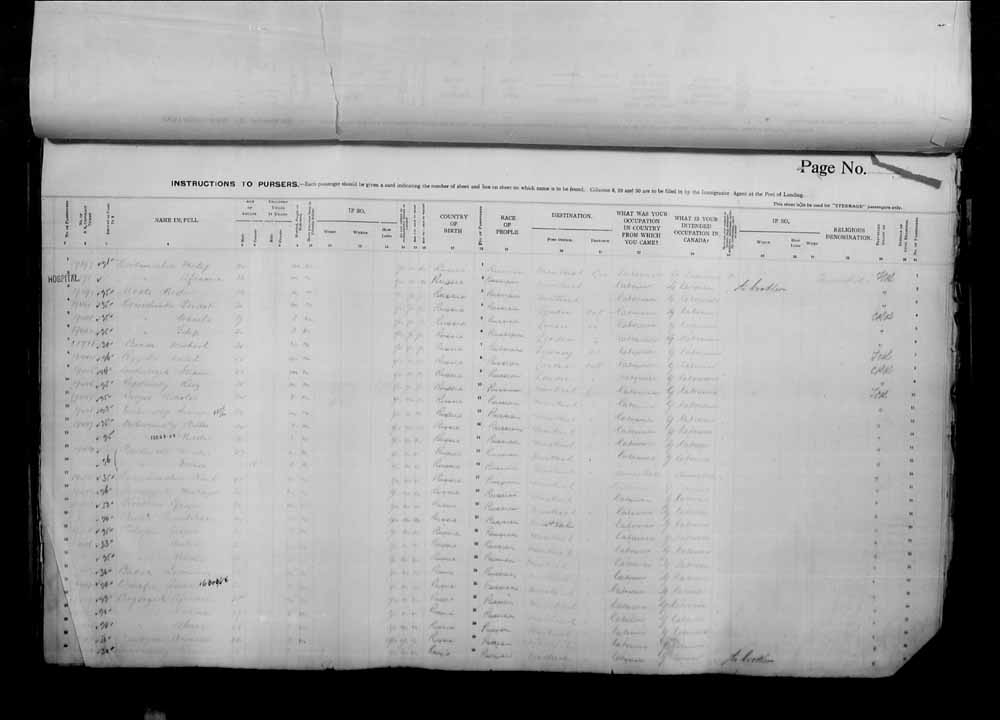 Digitized page of Passenger Lists for Image No.: e006070969