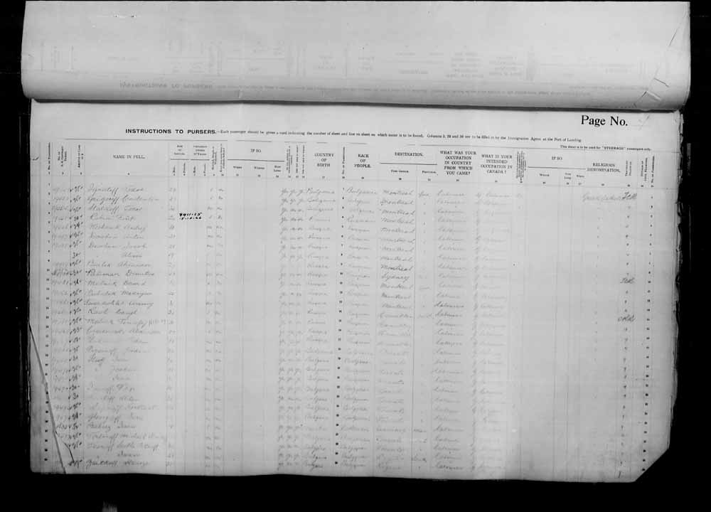 Digitized page of Passenger Lists for Image No.: e006070971