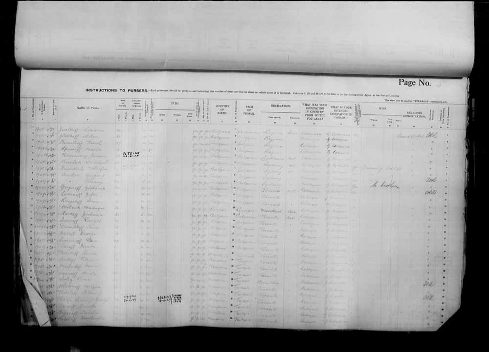 Digitized page of Passenger Lists for Image No.: e006070973