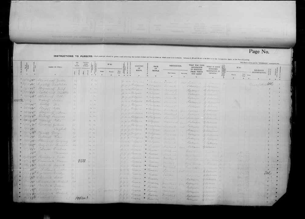 Digitized page of Passenger Lists for Image No.: e006070976