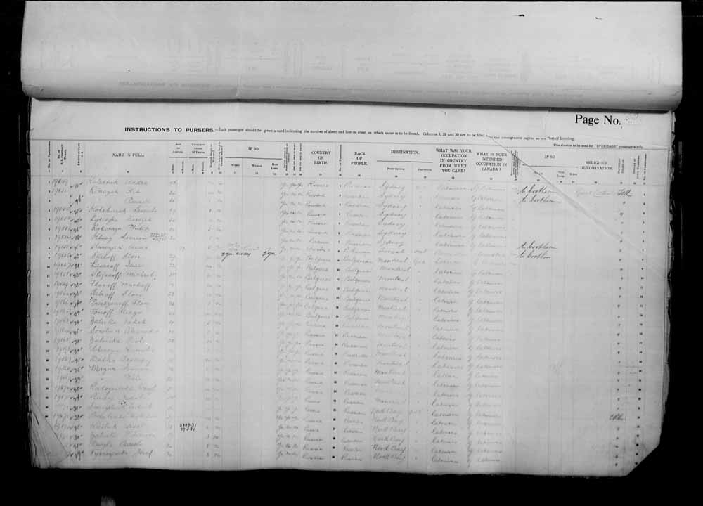 Digitized page of Passenger Lists for Image No.: e006070977