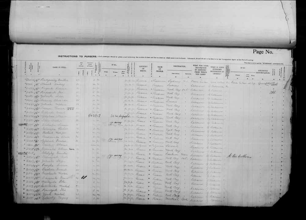 Digitized page of Passenger Lists for Image No.: e006070983