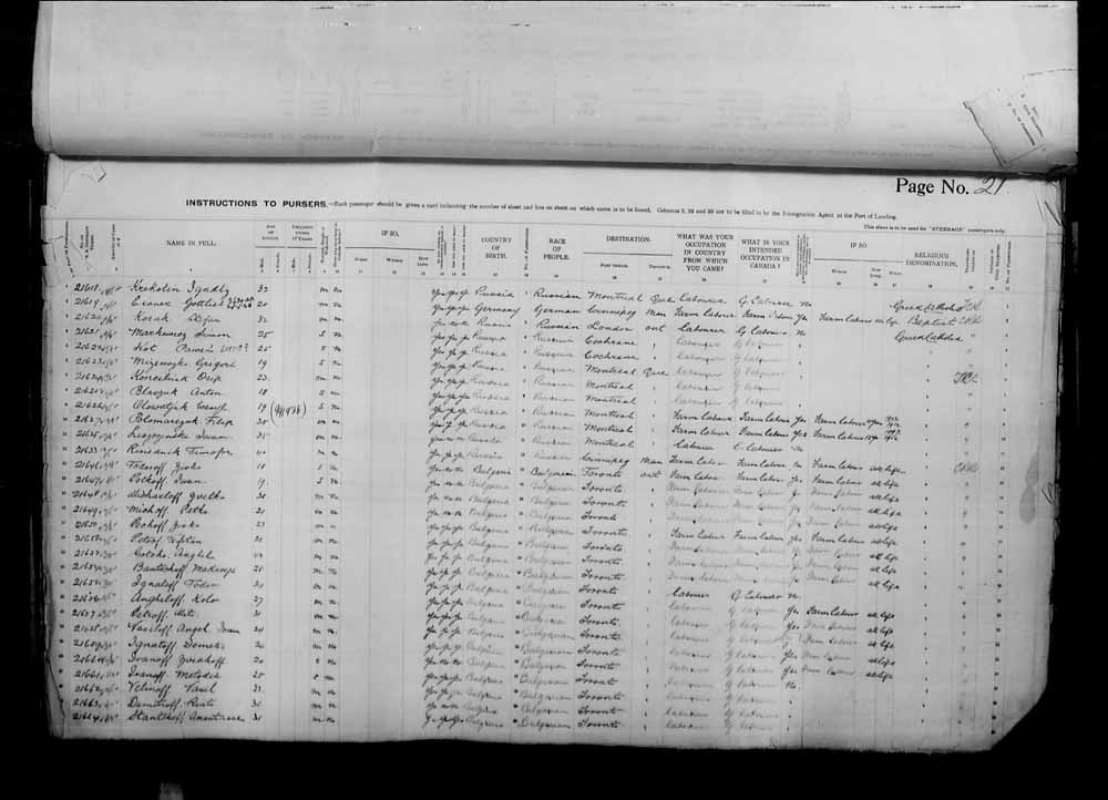 Digitized page of Passenger Lists for Image No.: e006070986