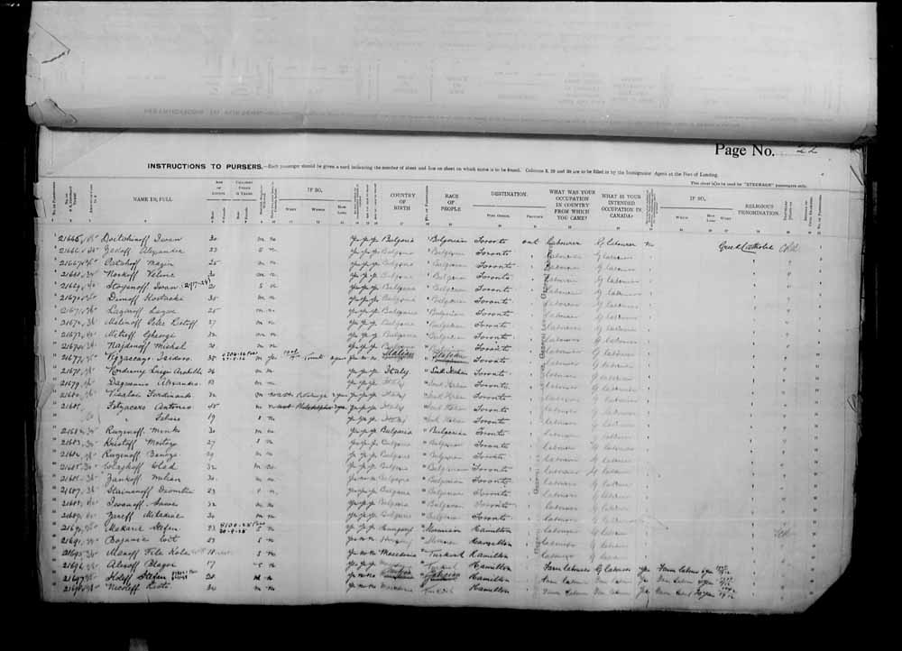 Digitized page of Passenger Lists for Image No.: e006070987