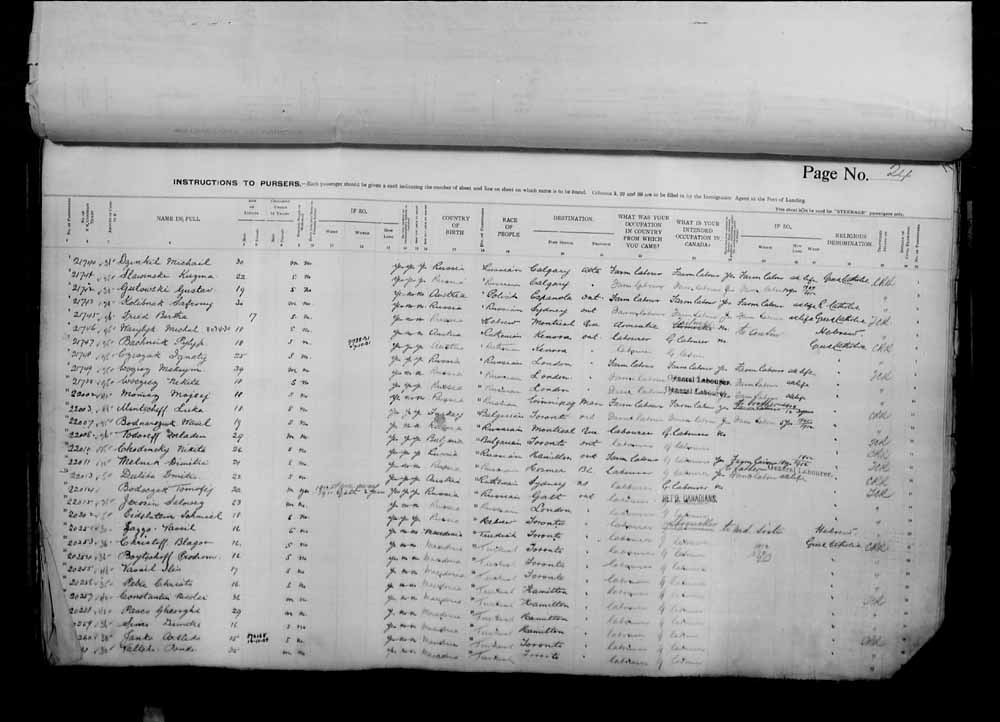 Digitized page of Passenger Lists for Image No.: e006070989