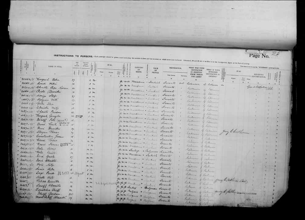 Digitized page of Passenger Lists for Image No.: e006070990