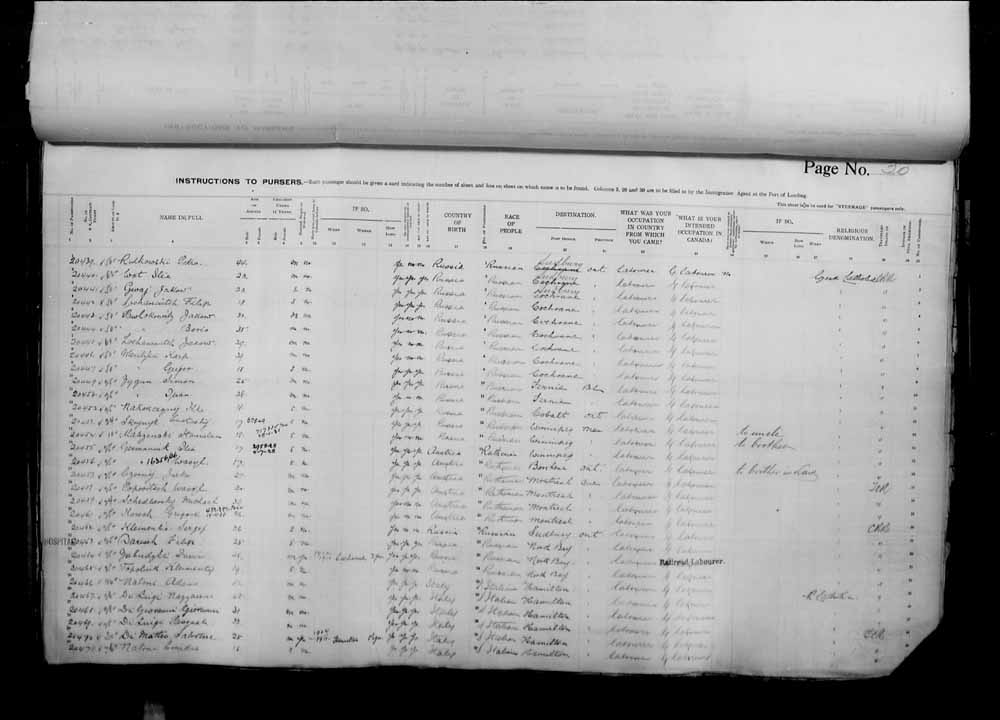 Digitized page of Passenger Lists for Image No.: e006070995