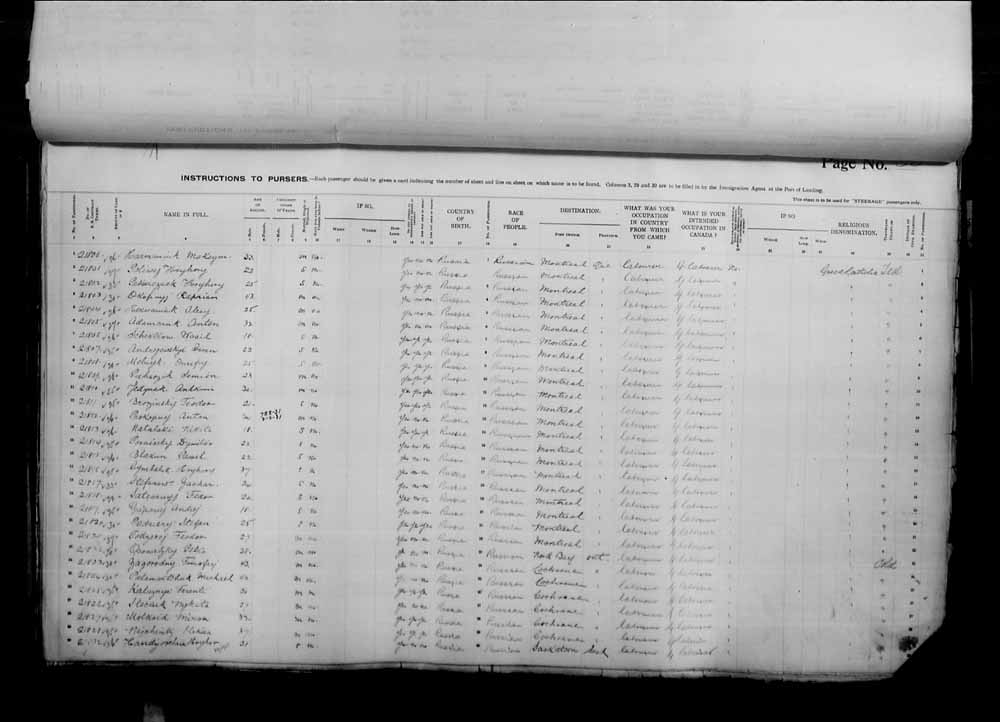 Digitized page of Passenger Lists for Image No.: e006070998