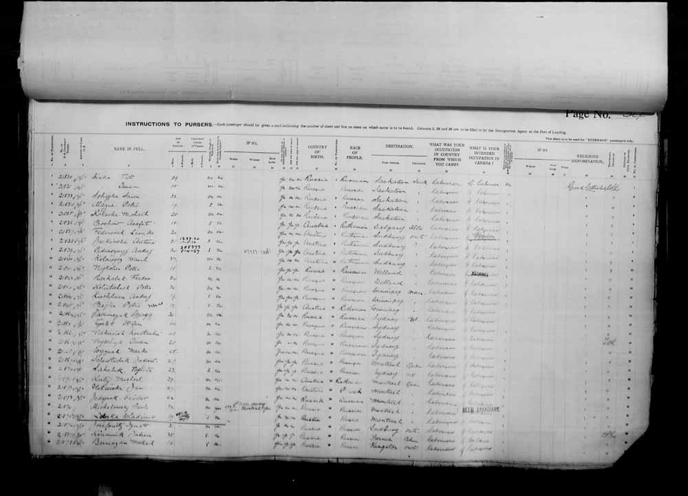 Digitized page of Passenger Lists for Image No.: e006070999