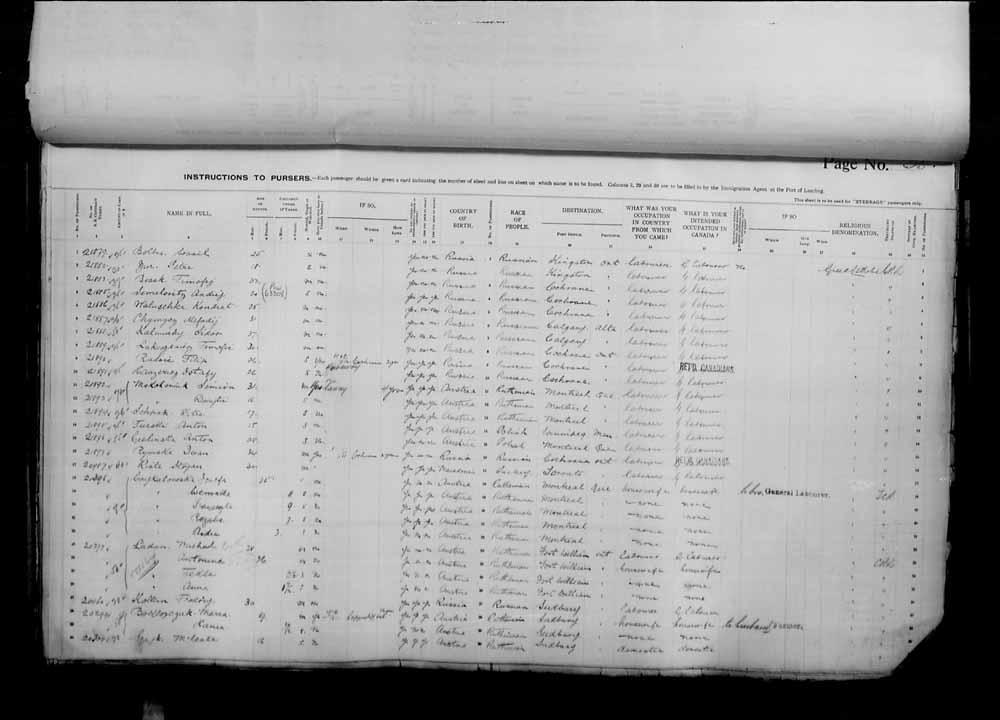 Digitized page of Passenger Lists for Image No.: e006071000